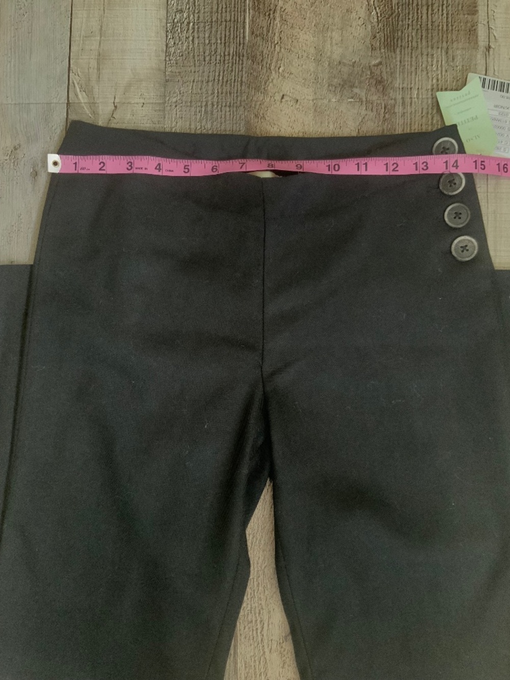 Anthropologie Elevenses Brighton Black Side Button Midrise Trouser Pant NWT SZ 4 - Picture 12 of 14